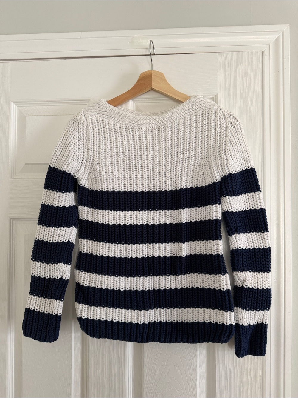 Reiss Navy & White Striped Crewneck Sweater